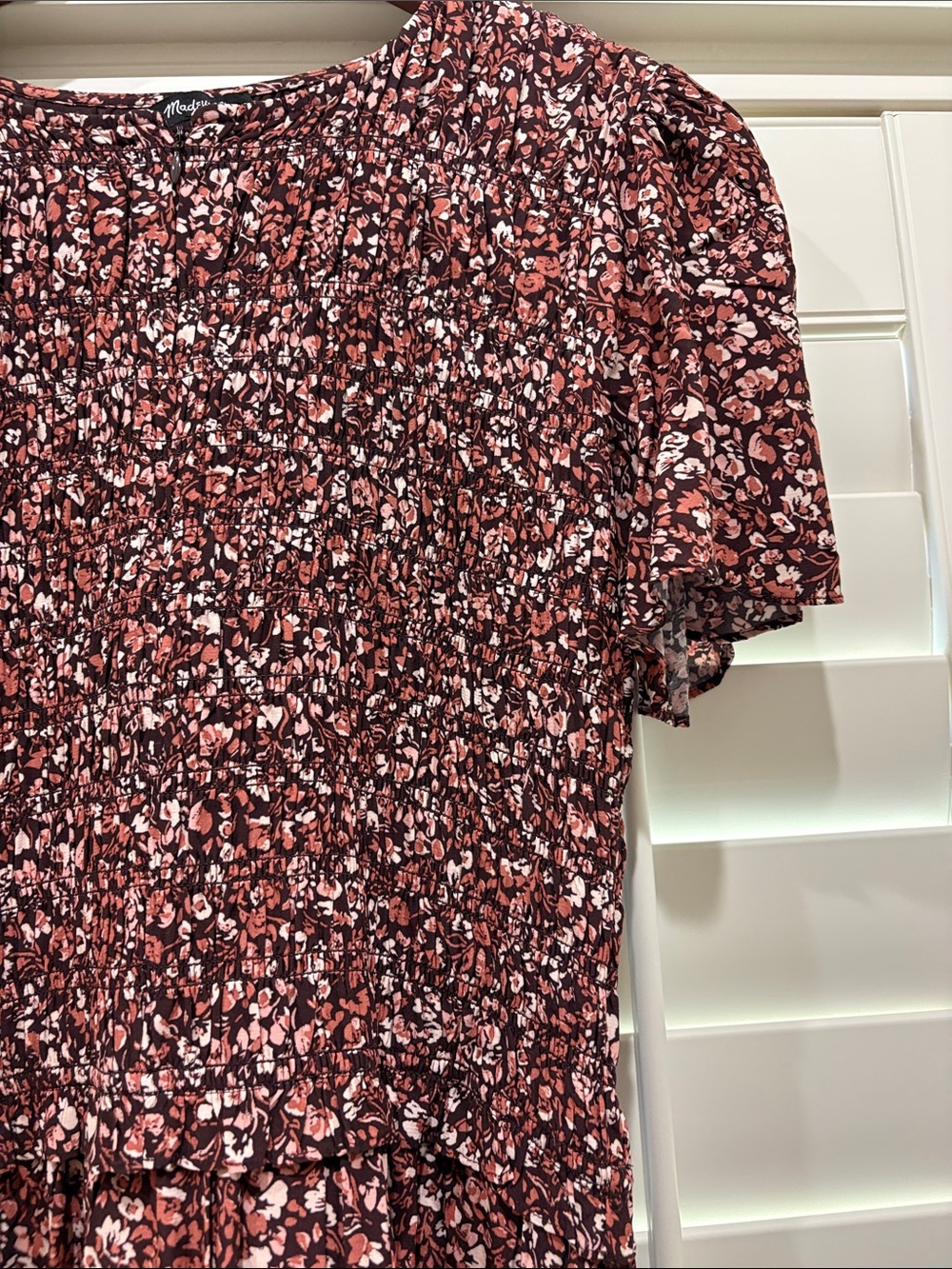 Madewell Burgundy Floral Midi Dress - Picture 4 of 5